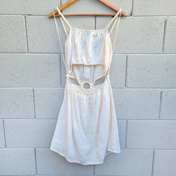Faithfull the Brand | Zumi Cutout Mini Dress in Plain Shell Size 10 - Picture 9 of 12